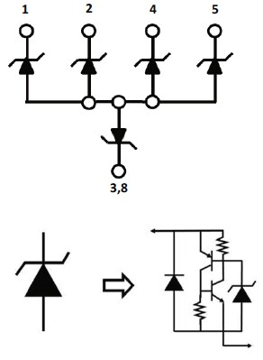 Block Diagram - Littelfuse SP3384NUTG 3.3V 15A Diode Array
